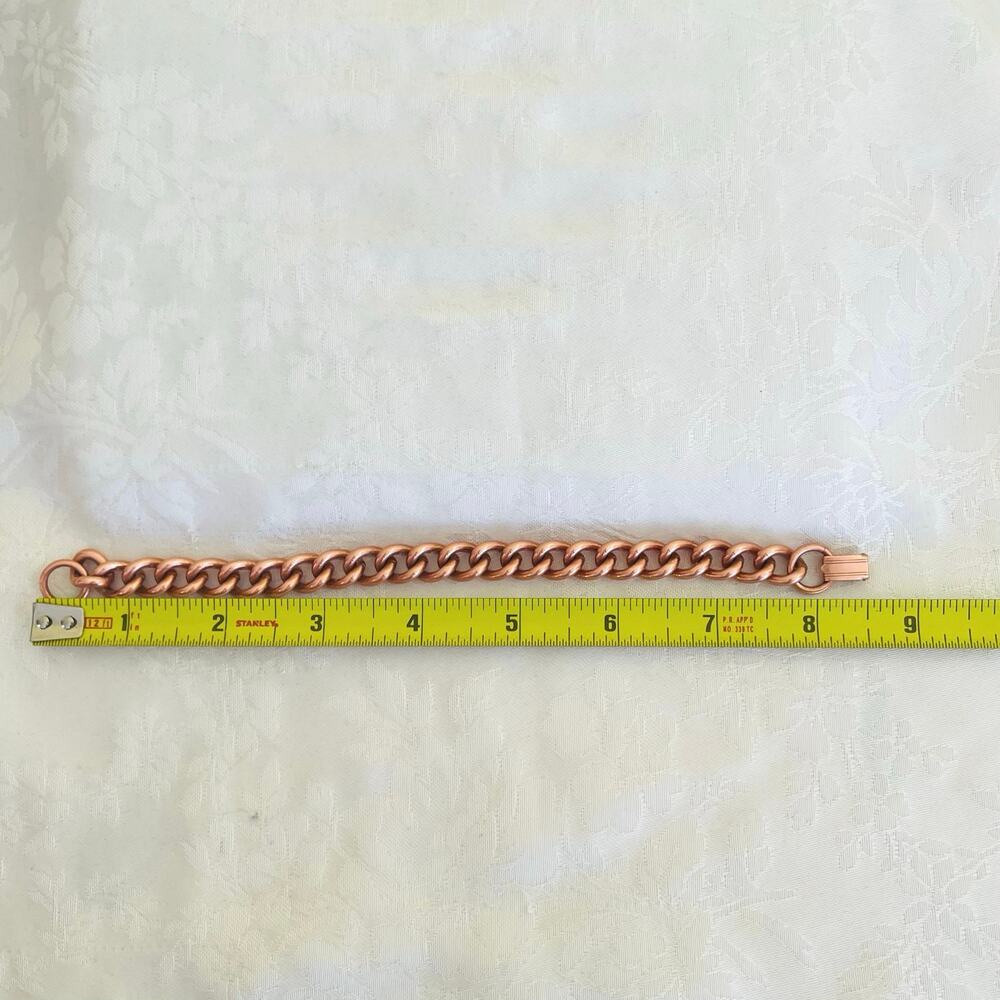 Bracelet Solid Copper Link Chain Men's Unisex 8" - image 7